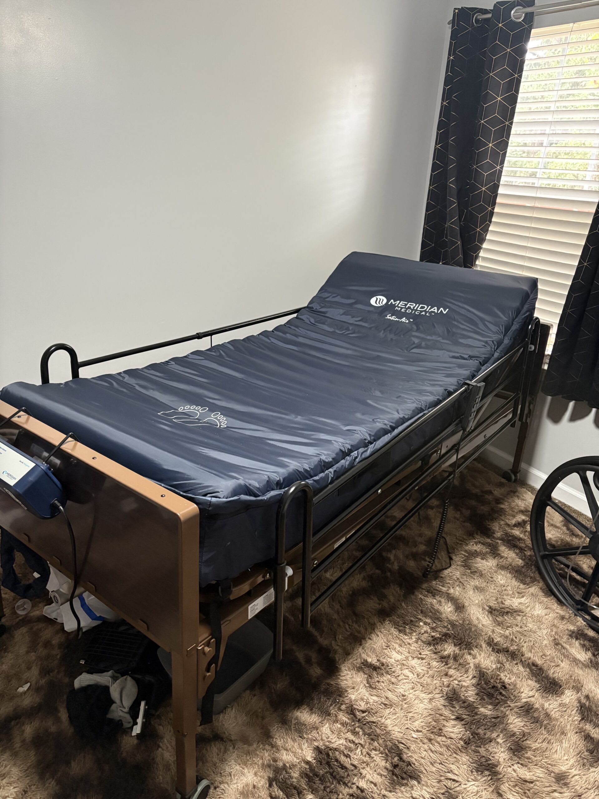 Medline Full Electric Hospital Bed with Meridian Medical Satin-Air Mattress